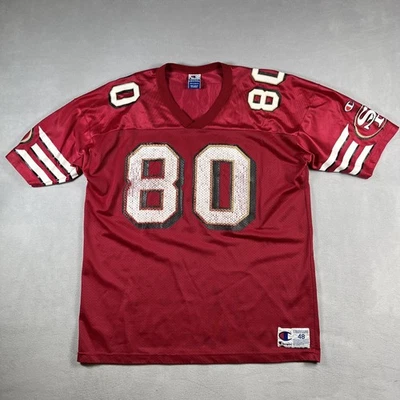 Camiseta de fútbol americano vintage Jerry Rice campeón de los 49ers de San Francisco para hombre 48 roja de la NFL Foto 1 de 4