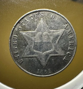 1862 Three 3 Cent Silver Trime 3C 90% SCARCE RARE DATE - Picture 1 of 4