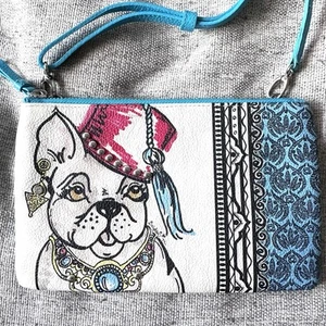 BRIGHTON FRENCHIE Crossbody Shoulder Purse Leather FRENCH BULL DOG Bag E5185M - Picture 1 of 10