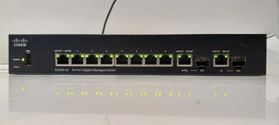 CISCO SG350-10 10-PORT GIGABIT MANAGED SWITCH W/POWER SUPPLY - Image 1 of 4