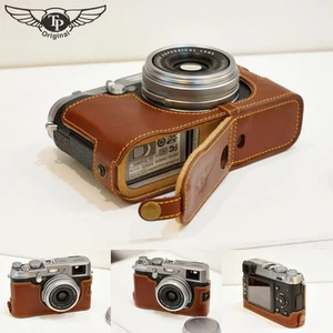 Genuine real Leather Half Camera Case bag Cover for FUJIFILM X100 X100S Brown - Picture 1 of 7
