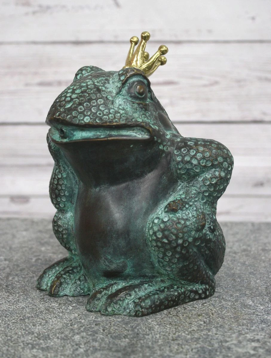 Wasserspeier „Froschkönig Gunter“ – Bronze-Figur Von Künstler Hanf, Für Garten & Teich