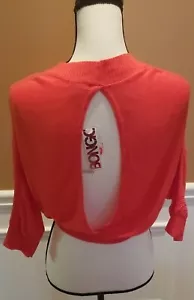 NWT Cropped coral SWEATER with Back Cut-out Features 3/4sleeves- shawl By BONGO - Picture 1 of 6