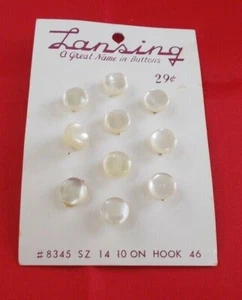 Vintage Lansing 10 Ct. Pearl Shank Buttons - Style 8345, Size 14, Hook 46 - Picture 1 of 4