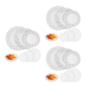 3 Stück weiße Spitzenpapier-Deckchen für Tische, runde Papier-Tischsets für - Bild 1 von 12