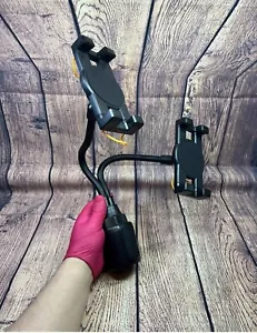 Double Cupholder Tablet Phone Holder Flexible Arm Stand 4 - 12.9" Car Van Truck - Photo 1/21
