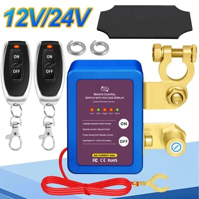 Wireless Dual Remote 12V Car Battery Disconnect Relay Master Kill Cut-off Switch - Image 1 of 4