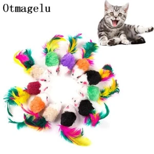 Cat Toys Mouse Toy Colorful Mice Feather False Catnip Fur Playing Color Mini - Picture 1 of 6