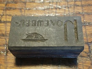 Vintage Letterpress Printing Block Advertising Logo- November -B1 - Picture 1 of 7