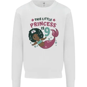 9th Mermaid Birthday 9 Year Old Kids Sweatshirt Jumper - Picture 1 of 9
