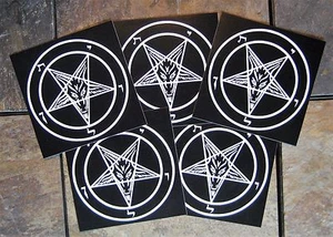 Menge 5 4x4" Pentagramm Aufkleber - Aufkleber Stoßstange okkulter Baphomet satanischer Leviathan - Bild 1 von 2