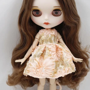 Muñeca Blythe 12" Cuerpo Articular Desnudo Marrón Cabello Rizado Maquillaje Personalizado Labios de Pestañas - Imagen 1 de 4