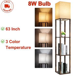 Floor Lamp With Shelves, Modern Shelf Lamp For Display Storage, 3 Color Temperat - Picture 1 of 9