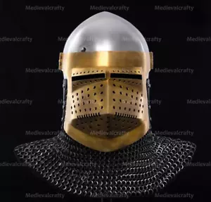 Elmetto pieghevole medievale calibro 16 Chainmail Hunsgugel Marigny Helmet - Foto 1 di 6