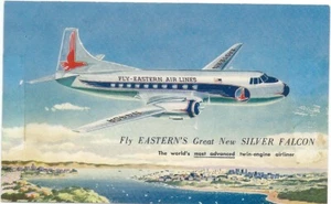 Eastern Airlines Postcard - Vintage 1950's EAL Airlines Silver Falcon Airplane - Picture 1 of 2