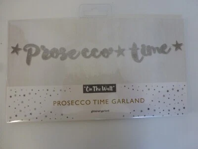 Prosecco Time Garland Silver Glittered Garland Party Decoration BRAND NEW - Image 1 of 2
