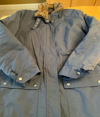 LANDS END GRAY BLUE PARKA COAT W/ REMOVEABLE TRIM COLLAR WOMEN’S SZ M 8 10 - Image 1 of 4