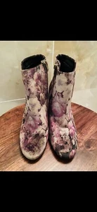 Women’s Purple Floral Velvet Ankle Booties (Material Girl) - Picture 1 of 8