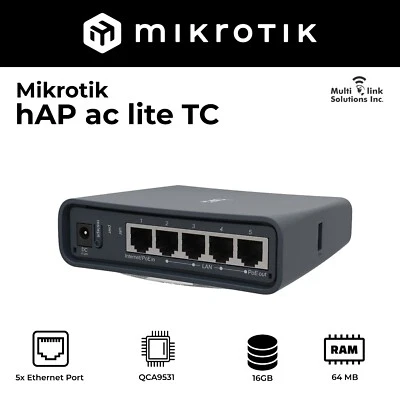 Mikrotik hAP AC Lite Tower RB952Ui-5ac2nD-TC-US WiFi Access Point - Image 1 of 4