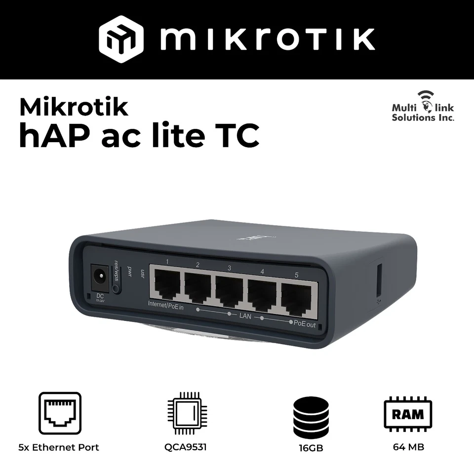 Mikrotik hAP AC Lite Tower RB952Ui-5ac2nD-TC-US WiFi Access Point - Image 1 of 4