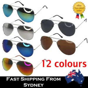 Hot Aviator Sunglasses Colorful Mirror Lens Retro Style Lightweight Metal Frame - Picture 1 of 23