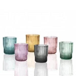 BRANDANI Plissè Set 6 Pezzi Bicchiere Shot Liquore 70ml Vetro Colorati - Foto 1 di 1