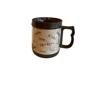 Thermo Serv Vintage 1970s Plastic Insulated Coffee Cup International Languages - Picture 1 of 6