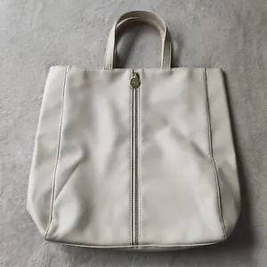 Paco Rabanne Parfume Beige Nude Tote Shoulder Bag Zip Front Logo Faux Leather - Picture 1 of 13