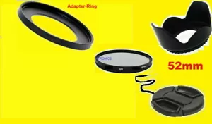 ADAPTER+UV FILTER+HOOD+CAP 52mm TO CAMERA CANON SX410IS SX510HS SX500IS SX500 - Picture 1 of 12