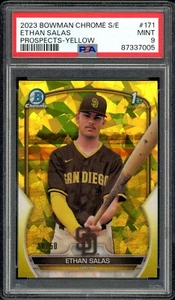 2023 Bowman Chrome Sapphire Edition - Prospects Ethan Salas #171 Yellow /50 (RC) - Picture 1 of 2