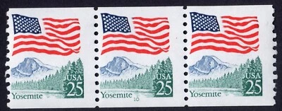 Scott #2280a Flag Over Yosemite Plate # Coil (PNC3) of 3 Stamps - MNH P#10 #2 - Image 1 of 2