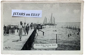 1930s 1940s TAFT, VA, WHITE STONE BATHING BEACH PIER SAILBOATS POSTCARD - Picture 1 of 3