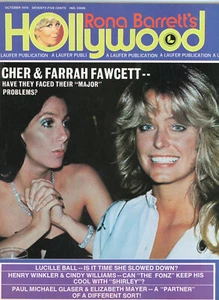 October 1976 Rona Barrett's Hollywood Magazine Cher and Farrah Fawcett Cover - Picture 1 of 2