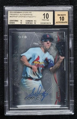 2014 Bowman Sterling Prospect Stephen Piscotty #BSPA-SP BGS 10 PRISTINE Auto - Image 1 of 2