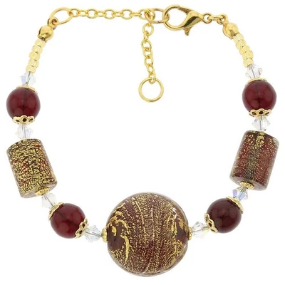 GlassOfVenice Murano Glass Ca D'Oro Bracelet - Ruby Red - Image 1 of 3