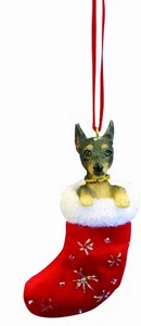Miniatur Pinscher Weihnachtsstrumpf Ornament mit "Santa's Little Pals" Han... - Bild 1 von 1