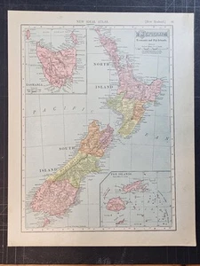 1908 map of New Zealand and Tasmania, w/ population data on reverse - Picture 1 of 2
