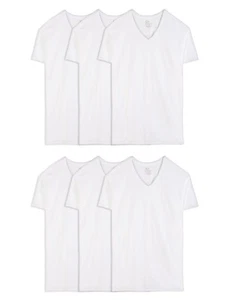 mens Stay Tucked V-neck T-shirt Underwear Tall Man - White 6 Pack X-Large US - Picture 1 of 5