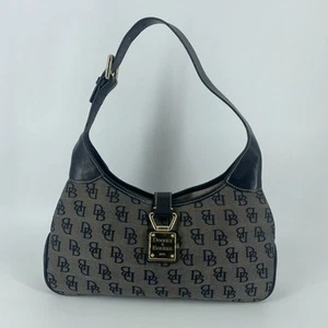 Dooney & Bourke Handbag Signature Black Canvas Shoulder Bag VGC - Picture 1 of 19