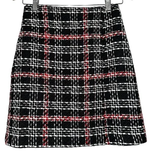 Massimo Dutti NWT Women’s Size 4 Black White Red Tweed Faux Wrap Skirt - Picture 1 of 7