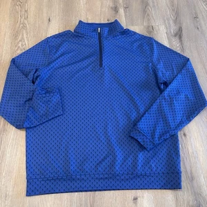 Peter Millar Men’s 1/4 Zip Skull Geometric AOP Performance Golf Sweater Blue M - Picture 1 of 9