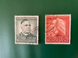 2 Deutsche Halb. Post: B335 & B336 von 1953, gestempelte Edelsteine - Bild 1 von 3