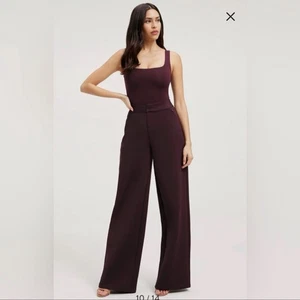 Women's GOOD AMERICAN Burgundy Scuba Wide Leg Pants Size 8 - Picture 1 of 9