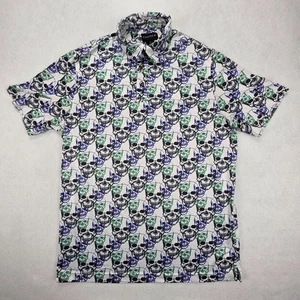 Chase 54 Shirt Mens Medium Multicolor Skull All Over Print Short Sleeve Polo - Picture 1 of 10