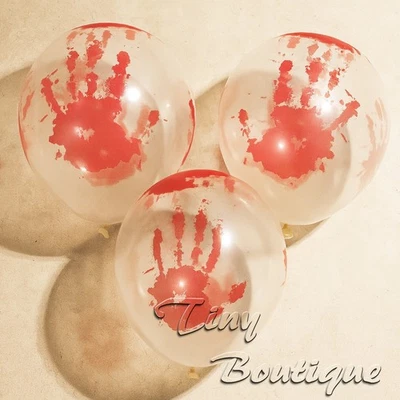 Globos con estampado de manos sangrientas decoración de Halloween espeluznante, paquete de 12 Foto 1 de 3