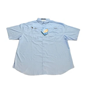 Belize Columbia PFG Shirt Adult XL Blue S/S Mens Tamiami Vented Fishing FLAW - Picture 1 of 12