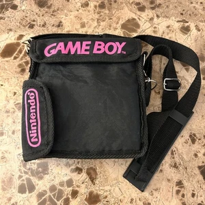 RAR Original Nintendo Gameboy Schwarz Travel Carrying Soft Case Tasche Rosa Buchstaben - Bild 1 von 9