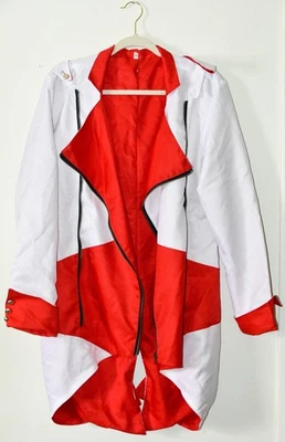 Assassin's Creed Tailcoat Hooded Zip Jacket Adult Men Costume Cosplay Red White - Photo 1/4
