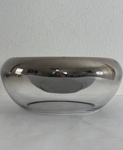 Silver Fade Mercury Glass Bowl Large Blown Art Glass Mid Century Centerpiece 10” - Picture 1 of 24