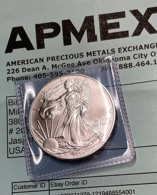 2014, moeda American Silver Eagle de 1 oz, prata real 0,999 - Imagem 1 de 2